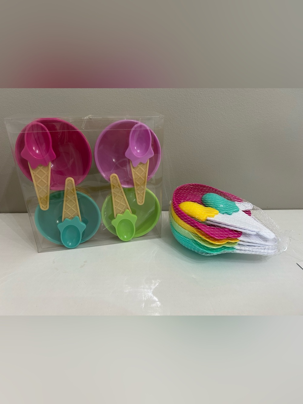 Pastel Ice Cream Bowl & Spoon Set - Multi Colors 2 Sets